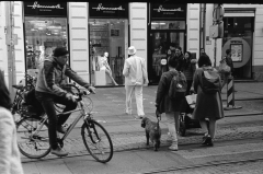 "Graz Street: Gentleman in White." - Camera: Zorki 1, Lense: Jupiter-8 2/50 , Film: Kodak Tri-X.