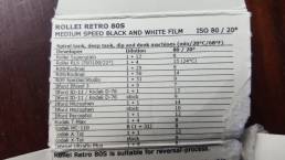 Rollei Retro 80S Black and White Film Dev Chart